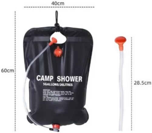 FILTER TECH Robellian Portable Solar Camp Shower 5 Gallon/20L Collapsible Water Container Black