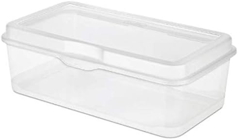 Sterilite 6-Pack Rectangular Large &amp 12-Pack Square Small FlipTop Clear Plastic Storage Box with Hinged Lid - Stackable Multipurpose Organizer for Art and Craft Supplies Accessories Photos &amp
