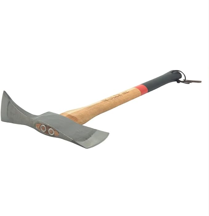 Adler Pulaski Axe – German Made Dual-Head Axe &amp Hoe Tool for Camping Trail Work Excavation Forestry Land Management Survival Outdoor 3-1/2 lb Head 27.5 Hickory Handle w/ 2 Leather Sheaths