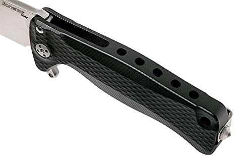 Lion Steel SR22A Sleipner Frame Lock Folding Pocket Knife - Machined Aluminum Handle IKBS Ball Bearing System Dual Carry Clip (Black Handle Satin Blade)