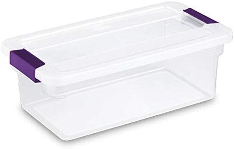 Sterilite 6 Qt ClearView Latch Storage Box Stackable Bin with Latching Lid Plastic Container to Organize Shoes in Closet Clear Base Lid 12-Pack