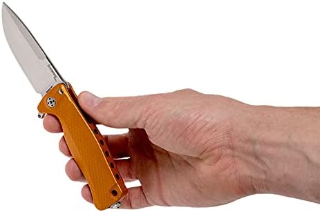 Lion Steel SR22A Sleipner Frame Lock Folding Pocket Knife - Machined Aluminum Handle IKBS Ball Bearing System Dual Carry Clip (Orange Handle Satin Blade) one Size
