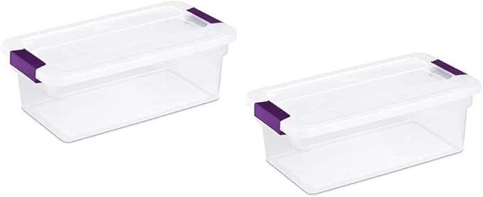For Pack of 2 Clear Storage Containers with Indexed Lids and Ergonomic Latches