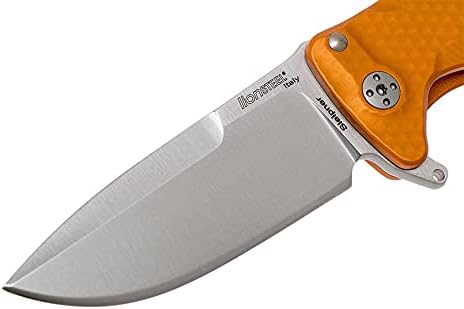 Lion Steel SR22A Sleipner Frame Lock Folding Pocket Knife - Machined Aluminum Handle IKBS Ball Bearing System Dual Carry Clip (Orange Handle Satin Blade) one Size