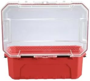 12-Gal. Professional Heavy Duty Waterproof Stackable Plastic Storage Container with Hinged Lid in Red XM13700