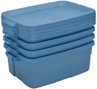 CX Rugged Tote 10-Gallon Heavy Duty Storage Bins with Lids Stackable Plastic Storage Bins with Weather-Resistant Design Home Organization 4 Pack (8.8H x 24.2W x 16.2D)