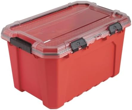 20-Gallon Professional Heavy-Duty Waterproof Stackable Plastic Storage Container with Hinged Lid in Red TY39993