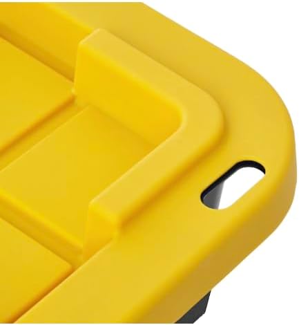 27 Gallon Heavy Duty Storage Tote with Lid Black and Yellow reusable made with heavy-duty recycled plastic