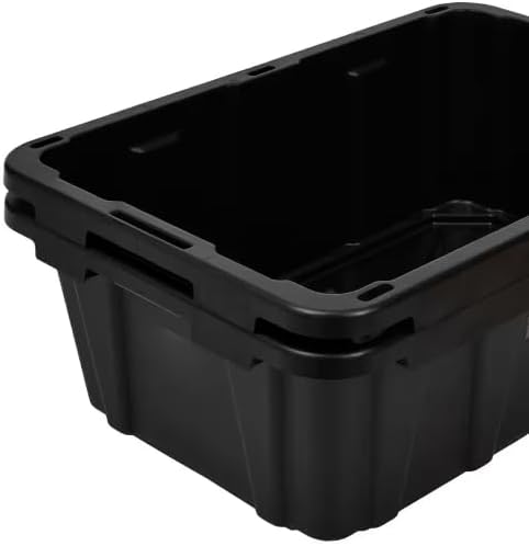 14-Gallon Heavy-Duty Storage Tote in Black with Yellow Lid JW14646