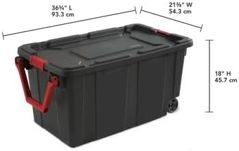 40 Gallon Wheeled Industrial Tote Plastic Storage Bin Black Set of 2