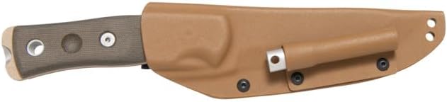 Tops Knives Fieldcraft by Brothers of Bushcraft Full Tage Fixed Blade- Coyote Tan Coating Finish- Coyote Tan Kydex Sheath w/Rotating Spring Steel (Green Canvas Micarta Handle)