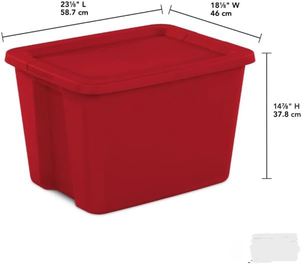 18 Gallon Storage Container Red Durable Plastic Tote Box with Secure Lid Stackable Organization Solution for Home (Pack of 2)