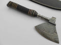 Handmade Damascus Viking Axe Bearded Axe Chopping Axe11 Buffalo Horn Handle Axe. Hand Forged Woodsman Axe