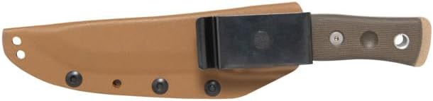 Tops Knives Fieldcraft by Brothers of Bushcraft Full Tage Fixed Blade- Coyote Tan Coating Finish- Coyote Tan Kydex Sheath w/Rotating Spring Steel (Green Canvas Micarta Handle)