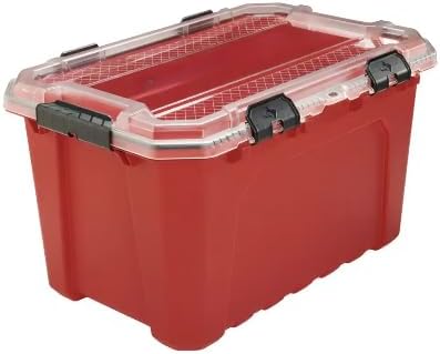 20-Gallon Professional Heavy-Duty Waterproof Stackable Plastic Storage Container with Hinged Lid in Red TY39993
