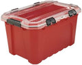 20-Gallon Professional Heavy-Duty Waterproof Stackable Plastic Storage Container with Hinged Lid in Red TY39993
