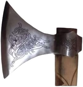 Viking Axe Forged Camping Axe with Wood Shaft High Carbon Steel EN 45 Sharp Blade Viking Bearded NordicHandmade Camping Axe Hatchet-Norse Axe Tomahawk Vikings Bearded Axe A26 AZHAN STEEL CRAFT