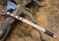 Nautical-Mart Thorsten Viking Axe Leather Handle Vikings Ragnar Lothbrok Axes Norse Norsemen Re-Enactment Bearded Pagan Asatru Steel Iron Berserker