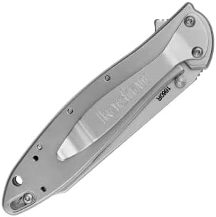 Kershaw Leek BlackWash Pocket Knife (1660BLKW) 3 Sandvik 14C28N Steel Blade 410 Stainless Steel Handle BlackWash Finish SpeedSafe Assisted Open Frame and Tip Locks Reversible Pocketclip 3 OZ