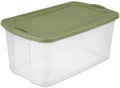 Extra Large 120 Quart Storage Bin - Green Clear Plastic Container with Snap-On Lid - Carry Handles - Heavy Duty Stackable Design for Garage Holiday Decor &amp Sports Equipment