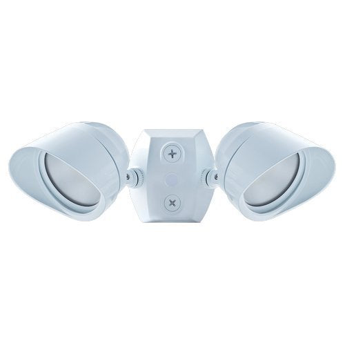 RAB Lighting BULLET2X12YA Dual Head LED Flood Light | Outdoor Security Spotlight Field Adjustable Wattage 24W 18W 12W CCT 3000K 4000K 5000K IP65 120V - White
