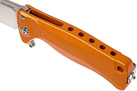 Lion Steel SR22A Sleipner Frame Lock Folding Pocket Knife - Machined Aluminum Handle IKBS Ball Bearing System Dual Carry Clip (Orange Handle Satin Blade) one Size