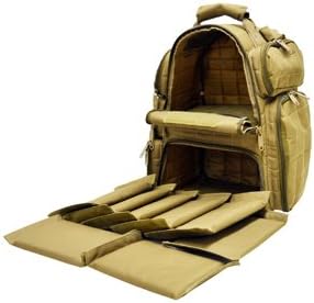 Explorer Tactical Heavy Duty Range Backpack with Adjustable Compartments R4 Coyote Tan