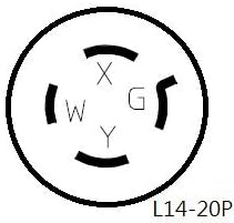 Parkworld 885262 Generator Adapter Cord 4-Prong Locking 20 AMP L14-20 Plug to 30 AMP Locking L14-30 Receptacle 1FT