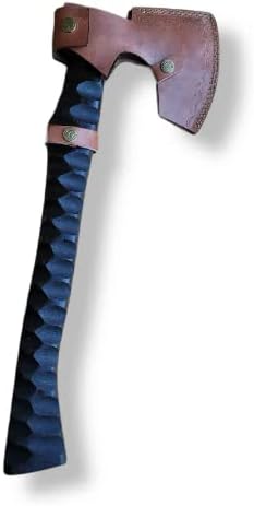 Custom Hand Forged Carbon Steel Viking Axe with Rose Wood Camping Hatched Axes (Black)