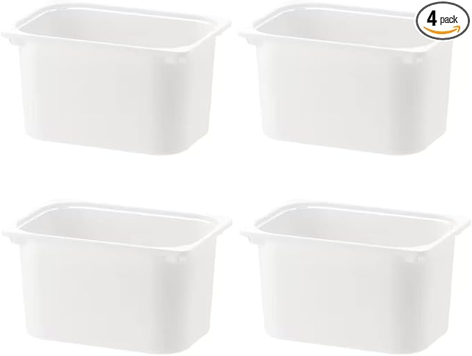 Set Of 4 TROFAST Children Storage Box White 16 ½x11 ¾x9 Stackable Plastic Bins Open Storage Boxes Medium (4x) Compatible With Trofast Frames and Lids Made of Polypropelene