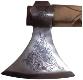 Viking Axe Forged Camping Axe with Wood Shaft High Carbon Steel EN 45 Sharp Blade Viking Bearded NordicHandmade Camping Axe Hatchet-Norse Axe Tomahawk Vikings Bearded Axe A26 AZHAN STEEL CRAFT