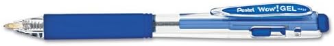 (3 Pack Value Bundle) PENK437C WOW! Retractable Gel Pen Blue Ink .7mm Medium