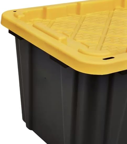 Heavy-Duty 27-Gallon Storage Tote in Black and Yellow GS02698