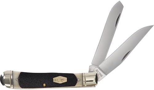 Old Timer 95OTB Genuine Bone Large Gunstock Trapper 7.3in S.S. Traditional Folding Knife with 3.1in Clip Point and Bone Handle for Outdoor Hunting Camping and EDC