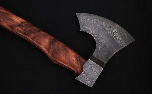 Axe Damascus Steel 16 Rose Wood Handle Axe/Hand Forged Woodsman Axe