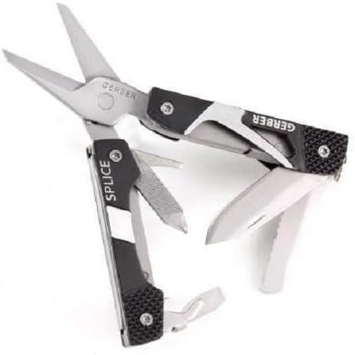 Gerber Gear Splice Pocket Knife EDC Multitool with Blade Scissors Screwdrive and Bottle Opener Black