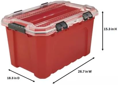 20-Gallon Professional Heavy-Duty Waterproof Stackable Plastic Storage Container with Hinged Lid in Red TY39993