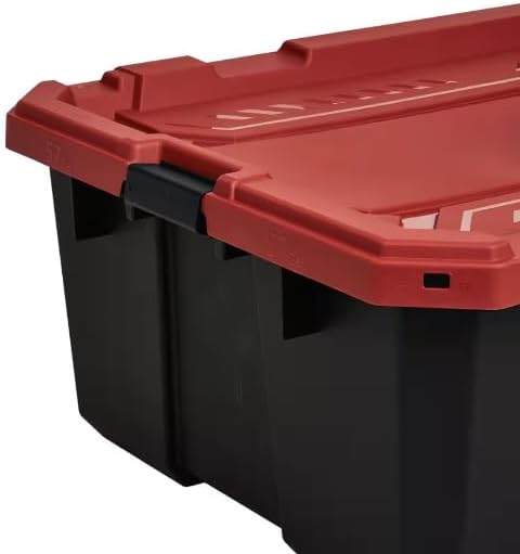 57-Gallon Storage Tote with Wheels in Black and Red TY05031