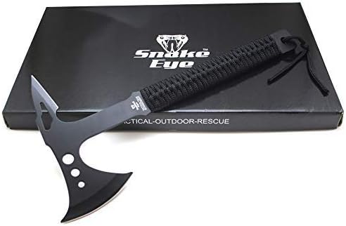Snake Eye Tactical Compact Tomahawk Full Tang | Camping Axe | Outdoors | Gaming (Black 2)