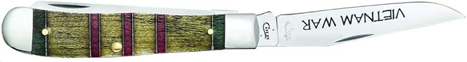 Case WR XX Pocket Knife Vietnam War Trapper Gift Set - Natural Bone W/Grn/Yellow/Red Item #22040 - (6254 SS) - Length Closed: 4 1/8 Inches
