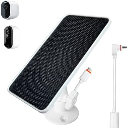 JJMASEE Solar Panel for Arlo Essential 2K/2K XL (2nd Gen/3rd Gen) and Essential/XL Spotlight Cam (1st Gen) with 13FT Waterproof Cable (IP 68) and 360° Adjustable Aluminum Alloy Mount (1 Pack)