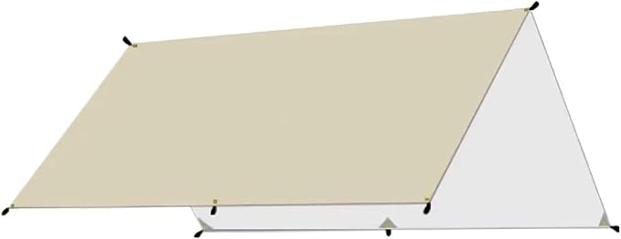 Camping Tarp Waterproof Tent Tourist Awning Shade Garden Canopy Beach Sunshade Outdoor Ultralight Sun Shelter Hiking Backpacking(N-Light Khaki4x4m)