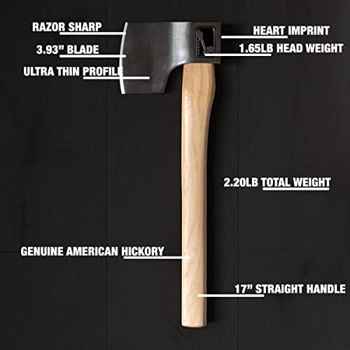Queen of Hearts Throwing Axe: World Axe Throwing League Premium Competition Throwing Axe WATL Throwing Hatchet with Round Hickory Wooden Handle (Round Handle)