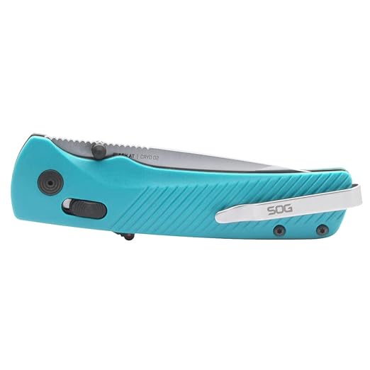 SOG Flash AT Daily Carry Ambidextrous Pocket Compact Folding Knife | Ergonomic Handle for Enhanced Grip | D2 Steel Blade Petrol Green/Satin