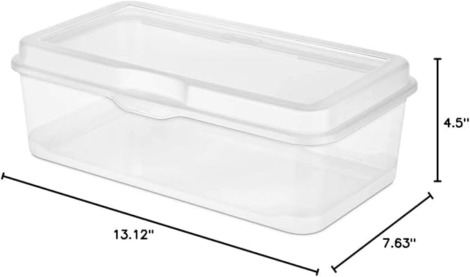 Sterilite 6-Pack Rectangular Large &amp 12-Pack Square Small FlipTop Clear Plastic Storage Box with Hinged Lid - Stackable Multipurpose Organizer for Art and Craft Supplies Accessories Photos &amp