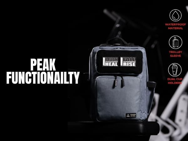 WOLFpak 15L Slim Tactical Gym Backpack - Durable 1000D Waterproof Oxford Material | Minimalist Daypack w/Laptop Pocket &amp Dual Cup Holders | Great for Travel &amp EDC | (Alpha Black White Accents)