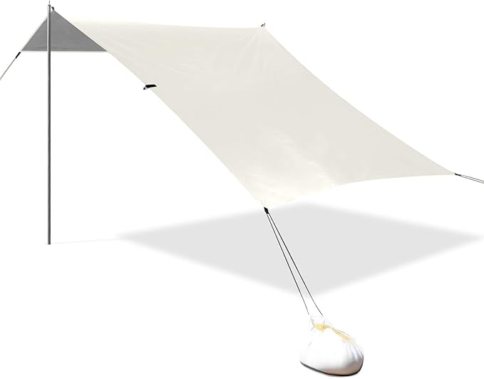 Floral White Beach Tent &amp Canopy UPF50 Water-Resistant Large Sun Shelter with Sand Shovel for Camping Fishing Backyard Fun