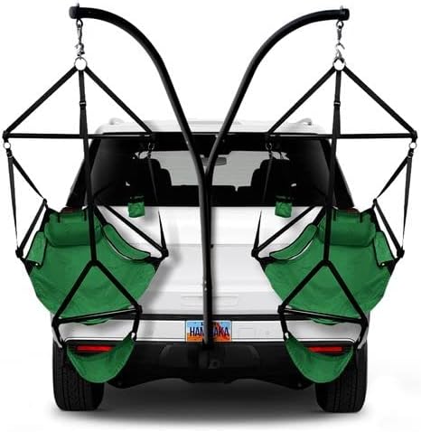 HAMMAKA Trailer Hitch Stand and 2 Ripstop Nylon AIR LITE Chairs (Kelly Green)