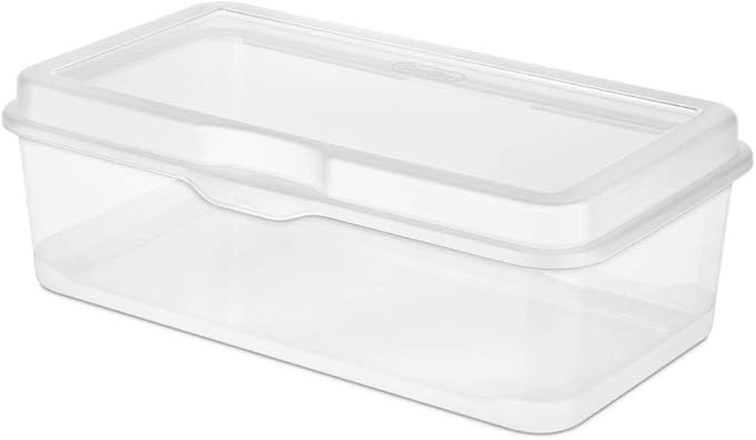 Sterilite 6-Pack Rectangular Large &amp 12-Pack Square Small FlipTop Clear Plastic Storage Box with Hinged Lid - Stackable Multipurpose Organizer for Art and Craft Supplies Accessories Photos &amp