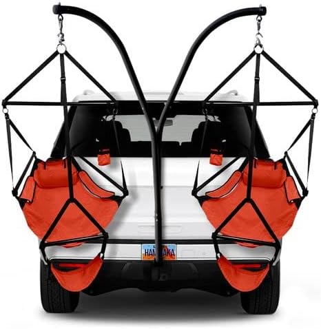 HAMMAKA Trailer Hitch Stand and 2 Ripstop Nylon AIR LITE Chairs (Orange)